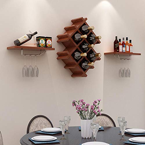 Découvrez Casier à vin suspendu/casier à vin en bois/minimaliste moderne cave à vin restaurant/mur de la salle de séjour porte-partition décoratif, brun 114 * 51cm
