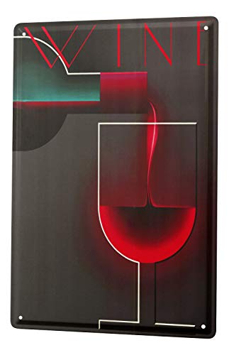 Simulation de Nostalgique Plaque Émaillée Alcool Retro Deco Vin rouge bouteille verre Publicité Signes En Métal 20X30 cm :
