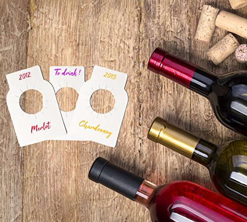 Simulation Home Optimal Lot de 100 étiquettes Vierges pour goulot de Bouteille de vin – Adapté à Tous Les Types de goulots :